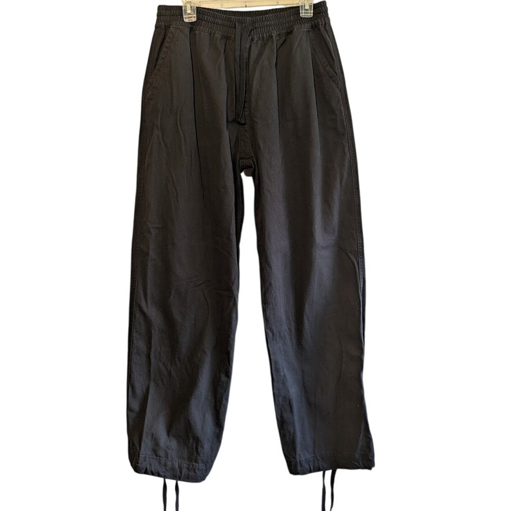 Cole Henry Mens Black Cotton Canvas Drawstring Wide Leg Cargo Pants Size Medium